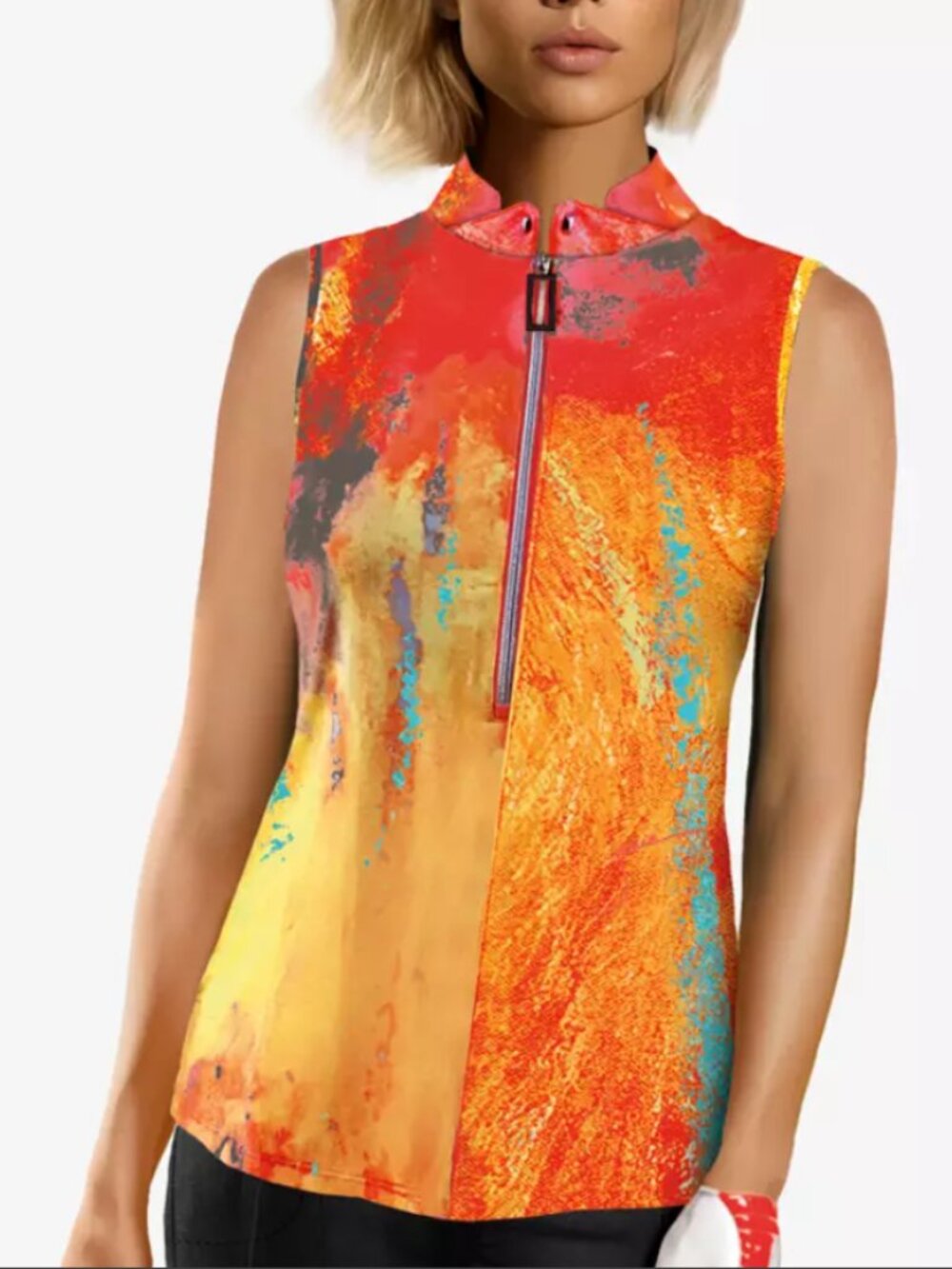 JAMIE SADOCK Crayola Splash Colorful Women's Sleeveless Golf Shirt (Medium)